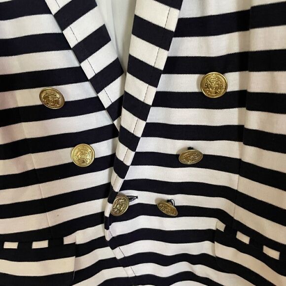 Cremieux Striped Blazer, Nautical with Gold Buttons, size XS - Picture 3 of 4